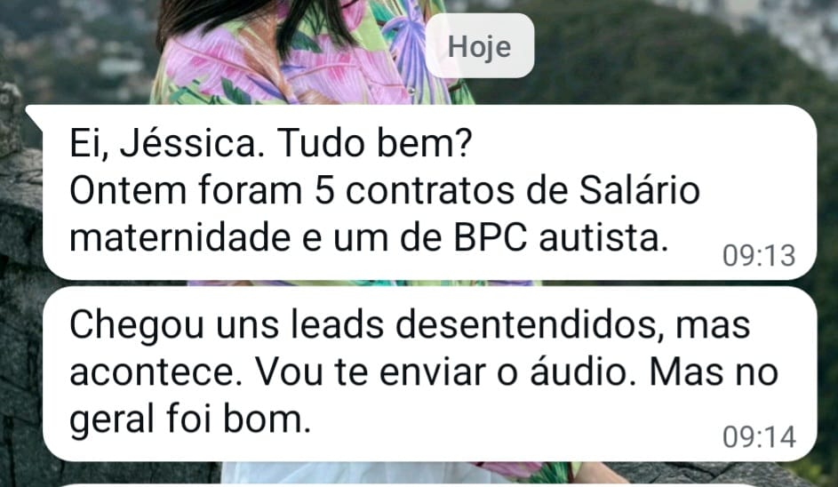 Relato sobre contratos fechados em campanha jurídica